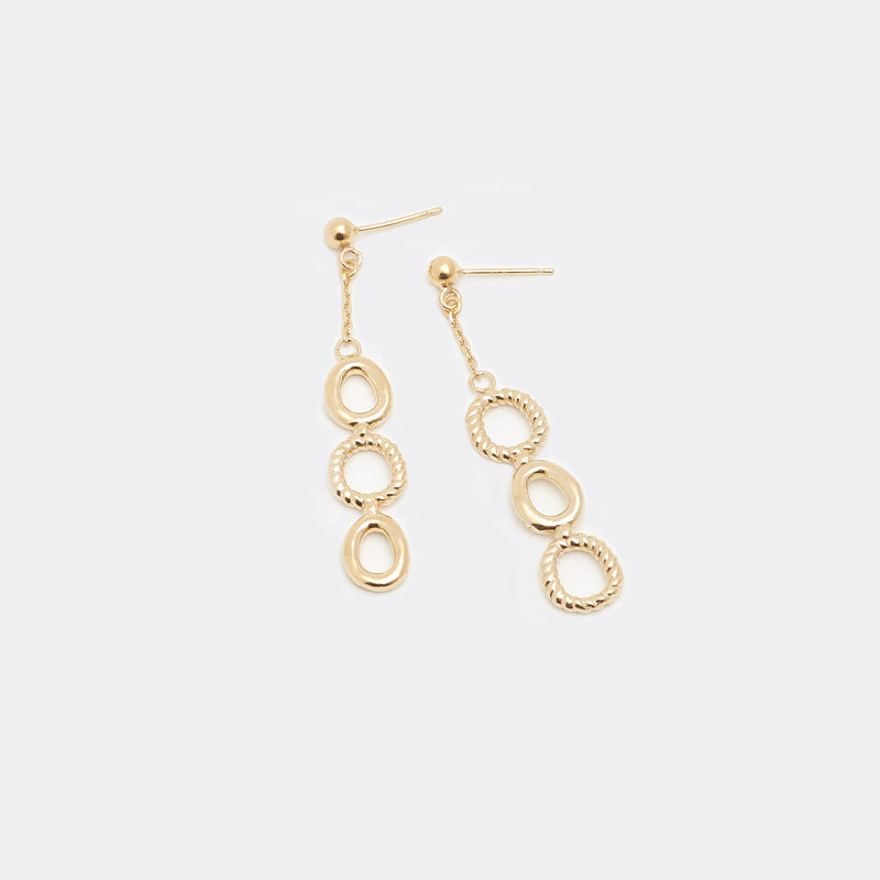 Moyoura Connected Ovals Drop Gold Earrings