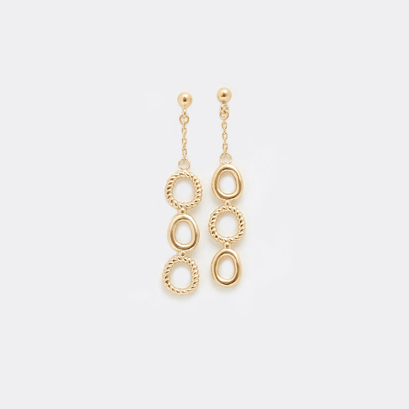 Moyoura Connected Ovals Drop Gold Earrings