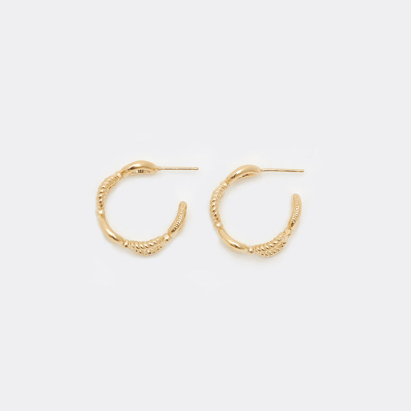 Moyoura Connected Ovals Hoop Earrings in Gold side view