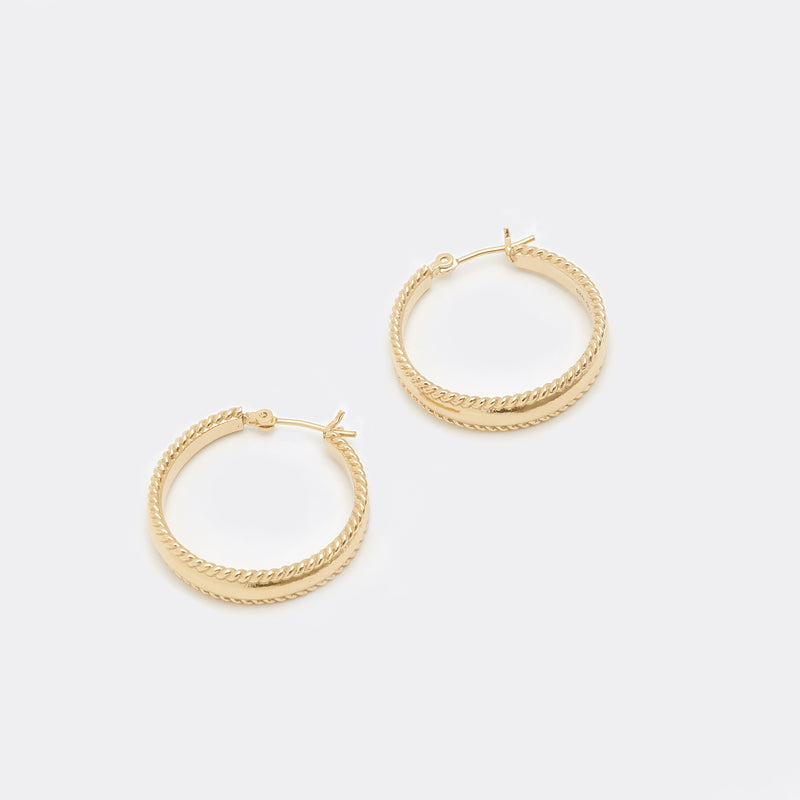 Moyoura Spiral Edge Gold Hoop Earrings